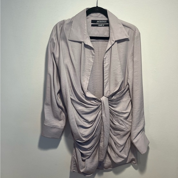 Jacquemus - Bahia Draped Twill Mini Wrap Dress in purple - Picture 6 of 11